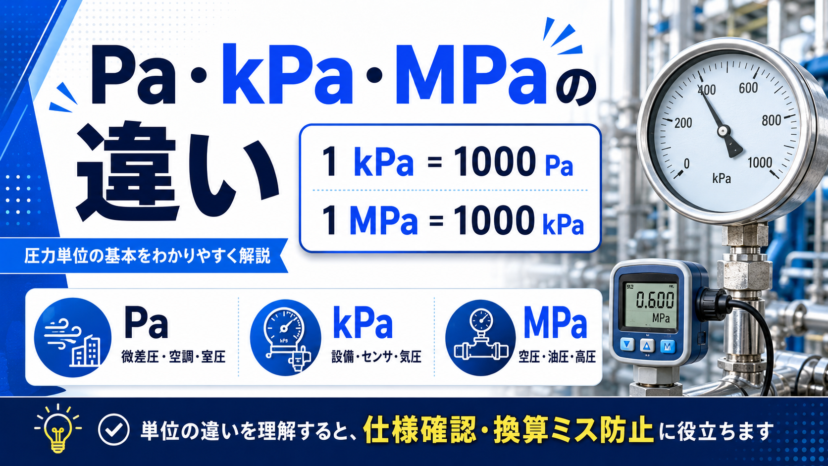 Pa・kPa・MPaの違いとは？圧力単位の基本をわかりやすく解説