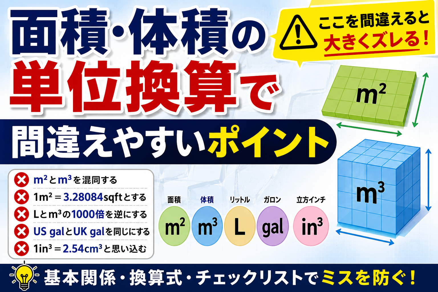 面積・体積の単位換算で間違えやすいポイント