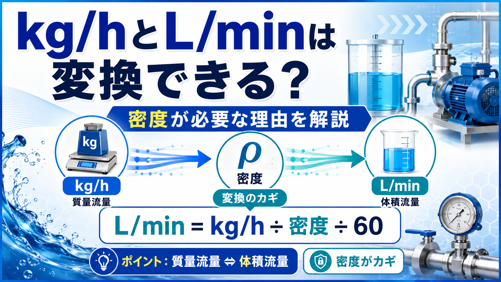 kg/hとL/minは変換できる？密度が必要な理由を解説