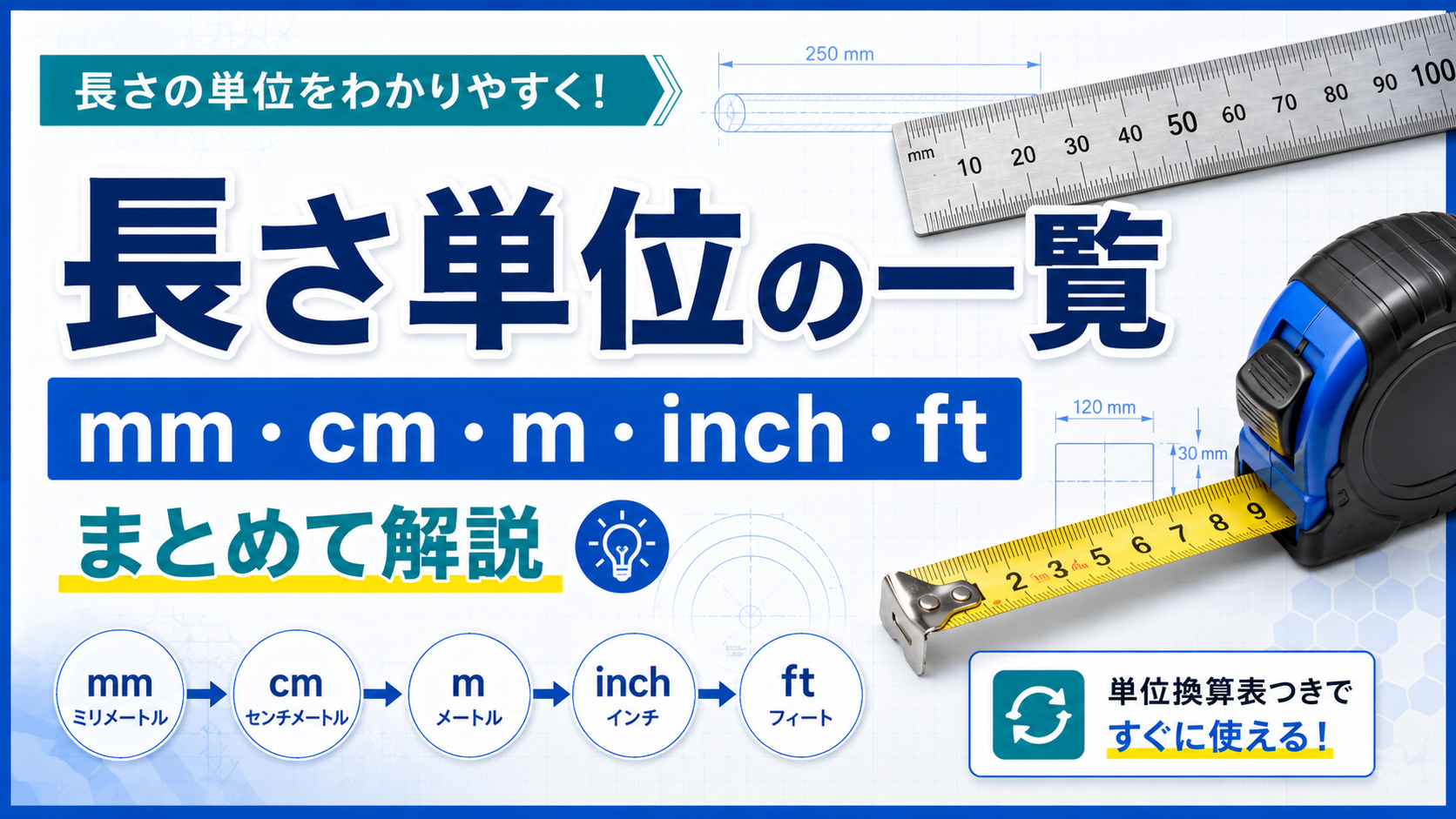 長さ単位の一覧｜mm・cm・m・inch・ftをまとめて解説