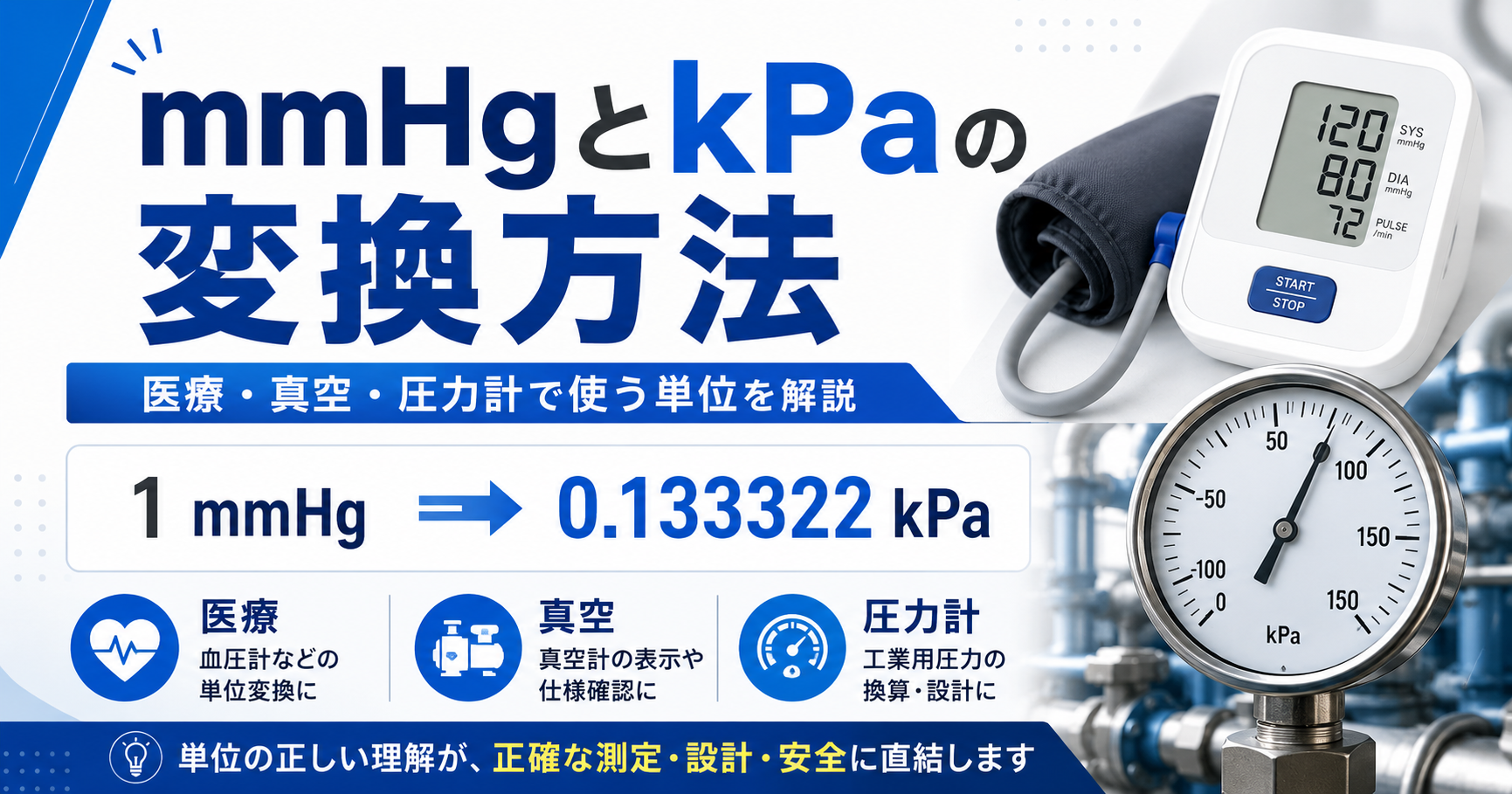 mmHgとkPaの変換方法｜医療・真空・圧力計で使う単位を解説