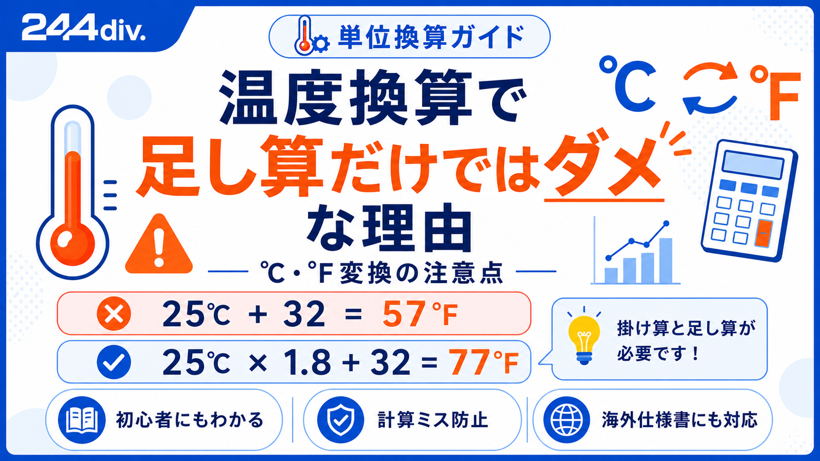 温度換算で足し算だけではダメな理由｜℃・°F変換の注意点