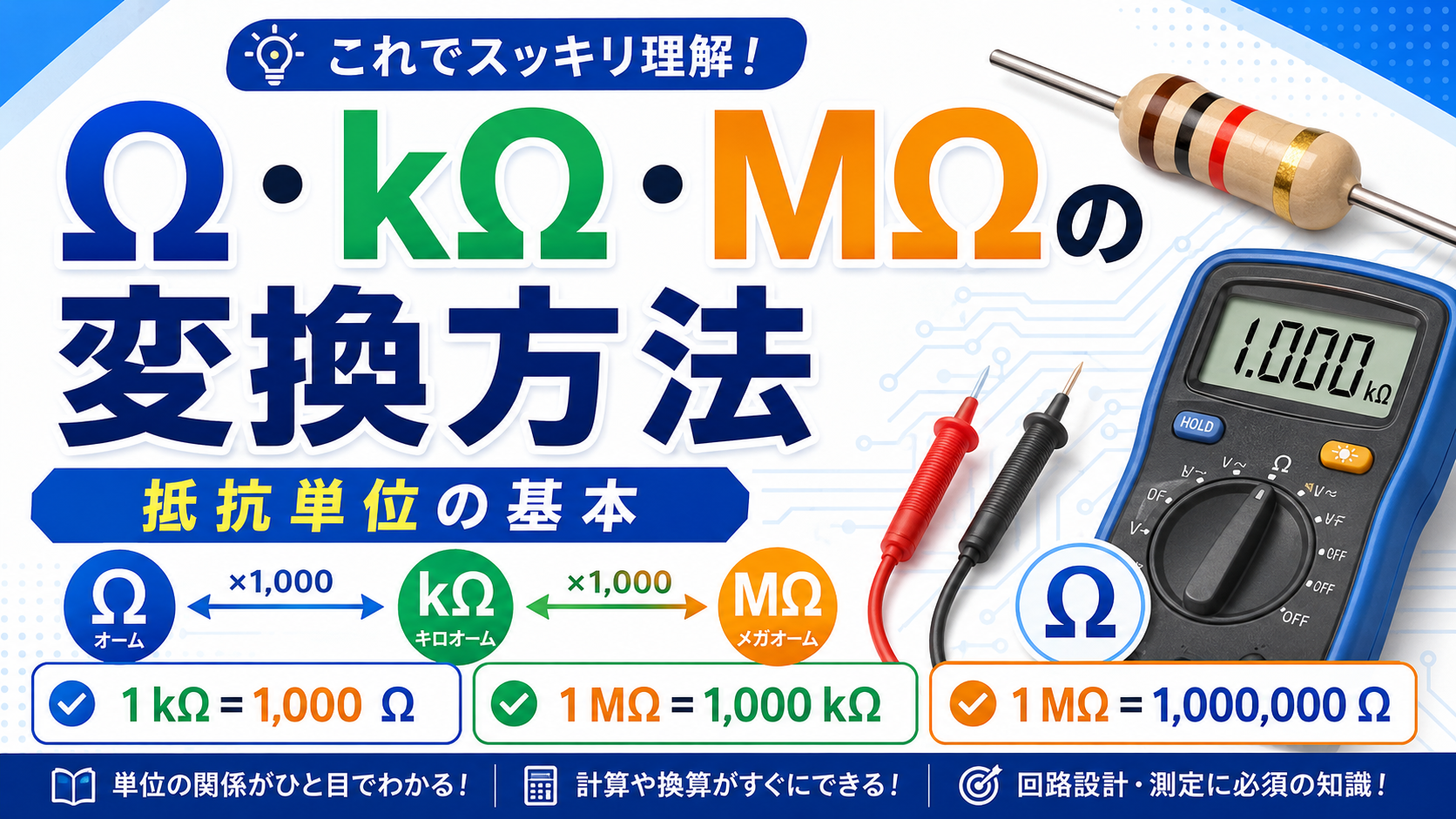 Ω・kΩ・MΩの変換方法｜抵抗単位の基本