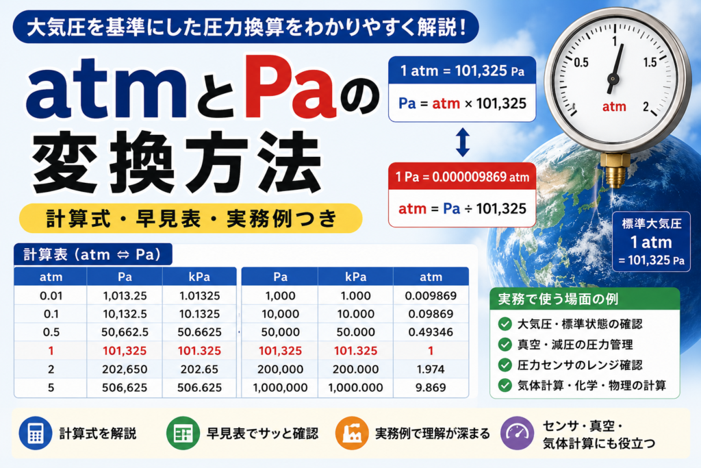 atmとPaの変換方法｜1気圧は何Pa？大気圧を基準にした圧力換算を解説