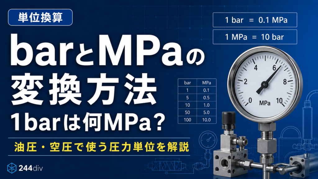 barとMPaの変換方法｜1barは何MPa？油圧・空圧で使う圧力単位を解説